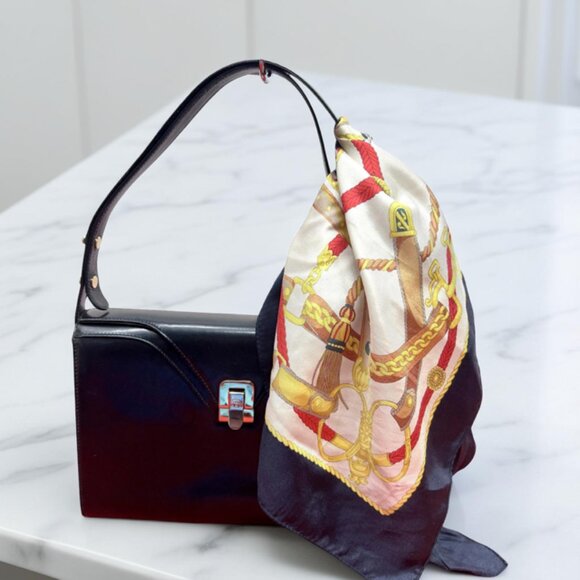 Bally Handbags - Classic Formal Italian Black Leather Bally Shoulder/Handbag + 100% /Silk scarf